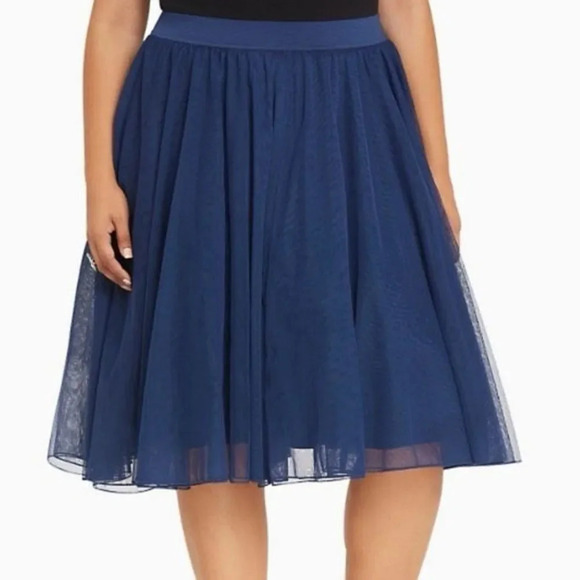 torrid Dresses & Skirts - Torrid Blue‎ Tulle Mesh Midi Knee Length Formal Skirt Size 00 Elastic Waist